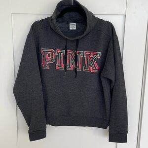 PINK logo pull over sweatshirt with cowl neck